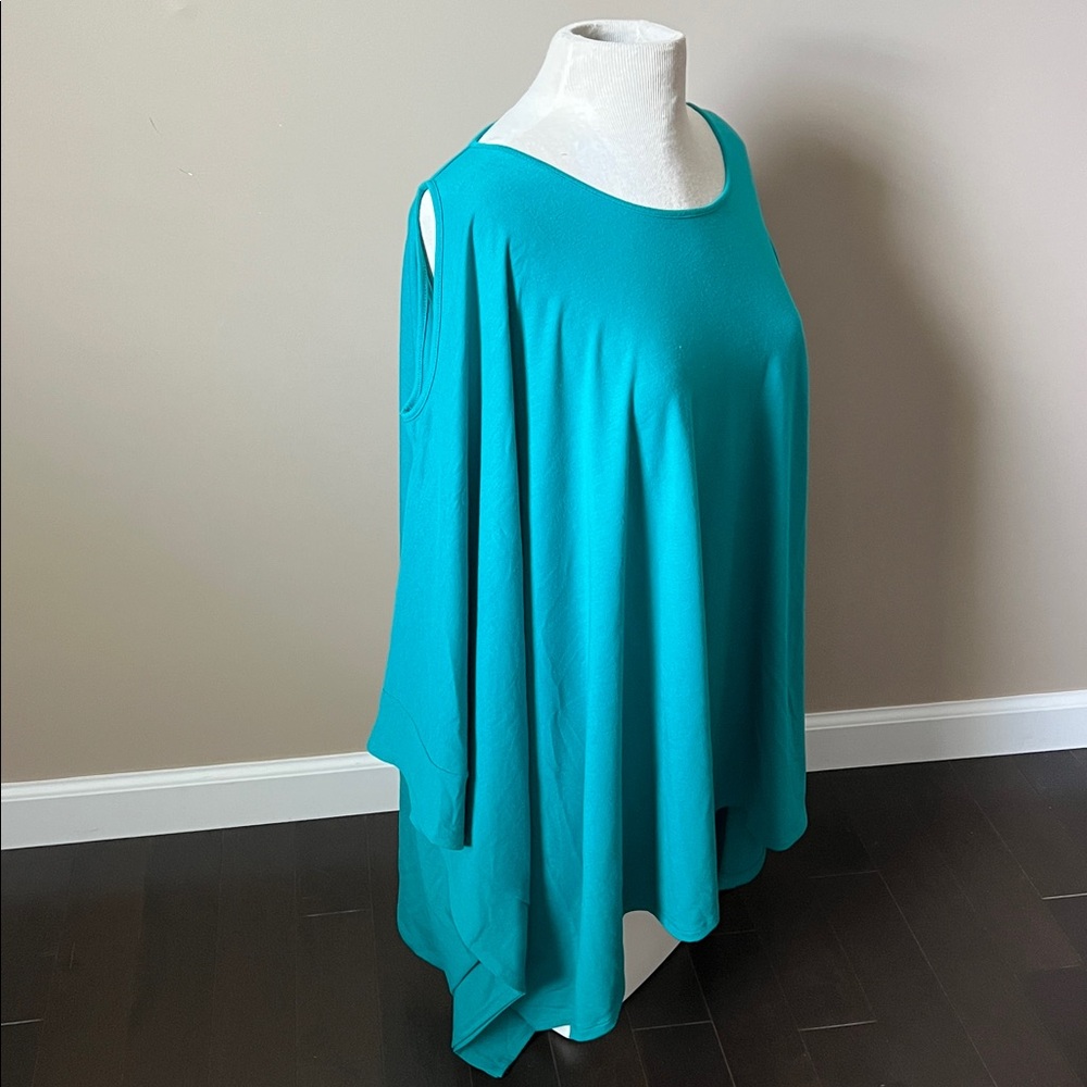 Nene Leakes teal cold shoulder flowy oversized top PLUS SIZE